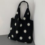 Wholesale Women Fashion Creative Embroidered Black Butterfly Lace Large Capacity Canvas Tote Bag - Image 10