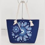 Women Stylish Evil Eye Printed Large-Capacity Canvas Tote Bag - Image 10