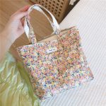 Wholesale Women Fashion Small Tiny Flower Pattern Canvas Tote Bag - Image 19