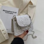 Wholesale Women Fashion Elegant Solid Color Floral Mini Chain Crossbody Bag - Image 9