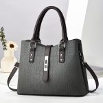 Women Fashion Color Contrast Crocodile Pattern Handbag - Image 9