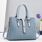 Wholesale Women Fashion Casual Solid Color Vertical Stripes Large Capacity Handbag - Image 9