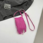 Wholesale Women Fashion Mini Solid Color Tassel Mobile Phone Crossbody Bag - Image 10