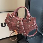 Women Fashion Gothic Bat Wing Studded Handle Crossbody Bag - Image 10