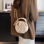Wholesale Women Fashion Solid Color Rhombic Zipper Round Chain Crossbody Bag - Image 10