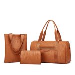 Wholesale Simple Solid Color Bag Large Capacity Handbag Three-Piece Set - Image 7