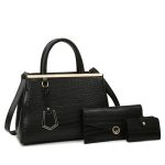 Wholesale Women Fashion Casual Solid Color Bag Stone Pattern Patchwork Handbag Three-Piece Set - Image 6