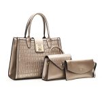 Wholesale Women Fashion Casual Solid Color Bag Stone Pattern Handbag Three-Piece Set - Image 9
