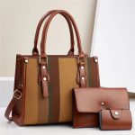 Wholesale Women Fashion Casual Color Block Large Capacity 3-Piece Set Handbag - Image 7