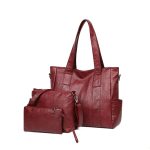 Wholesale Women Fashion Retro Solid Color Large Capacity Shoulder Bag Three-Piece Bag Set - Image 11