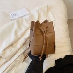 Wholesale Women Fashion Solid Color Woven Pu Bucket Shoulder Bag - Image 11