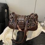 Wholesale Women Fashion Casual Leopard Sttching Belt Shoulder Bag