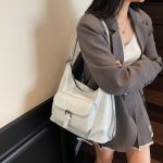 Women Fashion Retro Casual Solid Color Large Capacity Multifunctional Shoulder Bag - Image 11