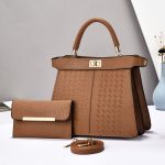 Women Fashion Simple Elegant Solid Color Large Capacity Handbag Two-Piece Bag Set - Image 2
