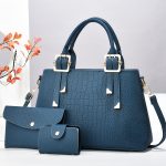 Wholesale Women Fashion Casual Solid Color Stone Pattern Handbag Three-Piece Bag Set - Image 11