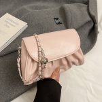 Fashion Girl'S Solid Color Pleated Chain Shoulder Bag - Image 11