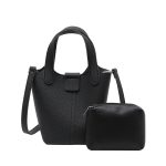 Wholesale Women Fashion Casual Solid Color Bucket HandBag Two-Piece Bag Set - Image 9
