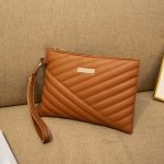 Women Fashion Solid Color Quilted Pu Square Handle Strap Phone Holder Bag Clutch - Image 11