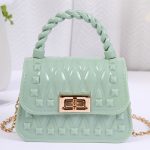 Women Fashion Leaf Pattern Mini Flap Lock Chain Crossbody Jelly Bag - Image 11