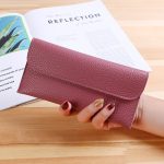 Wholesale Women Long Large Capacity Solid Color Litchi Pattern Wallet Purse - Image 11
