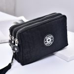 Women Fashion Solid Color Frosted Three-Layer Zipper Storage Purses - Image 11
