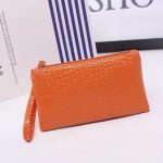 Women Simple Solid Color Stone Pattern Zipper Long Purses - Image 11