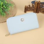 Women Fashion Simple Solid Color Large Capacity Zipper Long Purses - Image 11