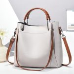 Women Retro Color Blocking Large Capacity Street Style Bucket Handbag - Image 7