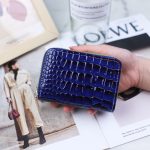 Women Fashion Solid Color Double Zipper Short Crocodile Pattern Multi-Card Wallets - Image 11