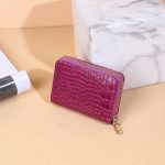Unisex Fashion Crocodile Pattern Lacquered Multi-Card Zip Mini Wallet - Image 11