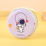 Women Cartoon Astronaut Round Mini Tinplate Zipper Wallet - Image 11