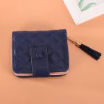 Wholesale Women Fashion Casual Chic Solid Color Quilted PU Zipper Two-Fold Wallets - Image 11