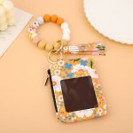 Wholesale Women Fashion Floral Printed Silicone Bead Bracelet Keychain Card Bag - Image 8