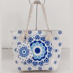 Women Stylish Evil Eye Printed Large-Capacity Canvas Tote Bag - Image 11