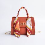 Fashion Solid Color Silk Scarf Hand Chain Crossbody Bag - Image 11