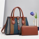Women Fashion Casual Color Block Large Capacity Handbag Two-Piece Set - Image 10