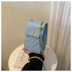 Women Fashion Rhomboid Flap Lock Rectangular Chain Crossbody Bag - Image 11