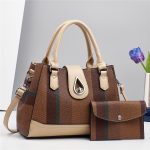 Women Fashion Casual Color Block Large Capacity Pu Handbag Two-Piece Set - Image 10