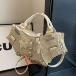 Women Fashion Gothic Bat Wing Studded Handle Crossbody Bag - Image 11