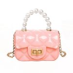 Wholesale Women Elegant Mini Flap Buckle Design Pearl Decoration Solid Color PU Crossbody Bag - Image 12