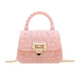 Women Fashion Solid Color Mini Lock Chain Crossbody Bag - Image 11