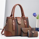 Women Fashion Color Block Large Capacity Handbag Bag Three-Piece Set - Image 10