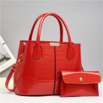 Wholesale Women Fashion Casual Solid Color Crocodile Pattern Handbag Bag Two-Piece Set - Image 10