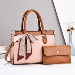 Women Fashion Causal Color Block Litchi Pattern Large Capacity Handbag Bag Two-Piece Set - Image 10