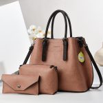Women Retro Casual Solid Color Soft PU Handbag Three-Piece Set - Image 7