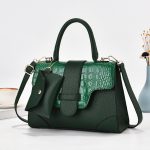 Women Fashion Casual Bright Leather Crocodile-Pattern Large Capacity Handbag Two-Piece Set - Image 7
