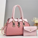 Wholesale Women Fashion Casual Solid Color Bag Crocodile Pattern Platinum Bright Leather Handbag Set - Image 7