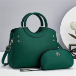 Wholesale Women Fashion Casual Solid Color Bag Large Capacity Handbag Two-Piece Set - Image 2