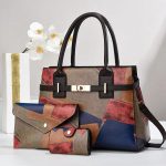 Wholesale Women Fashion Casual Bag Stitching Large-Capacity Handbag Three-Piece Set - Image 7