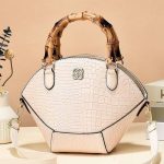 Women Fashion Retro Crocodile Pattern Bamboo Handbag - Image 12